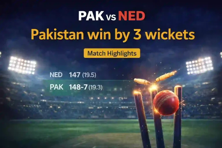 Pakistan vs Netherlands Match Result T20 World Cup 2026 – Pakistan Win by 3 Wickets