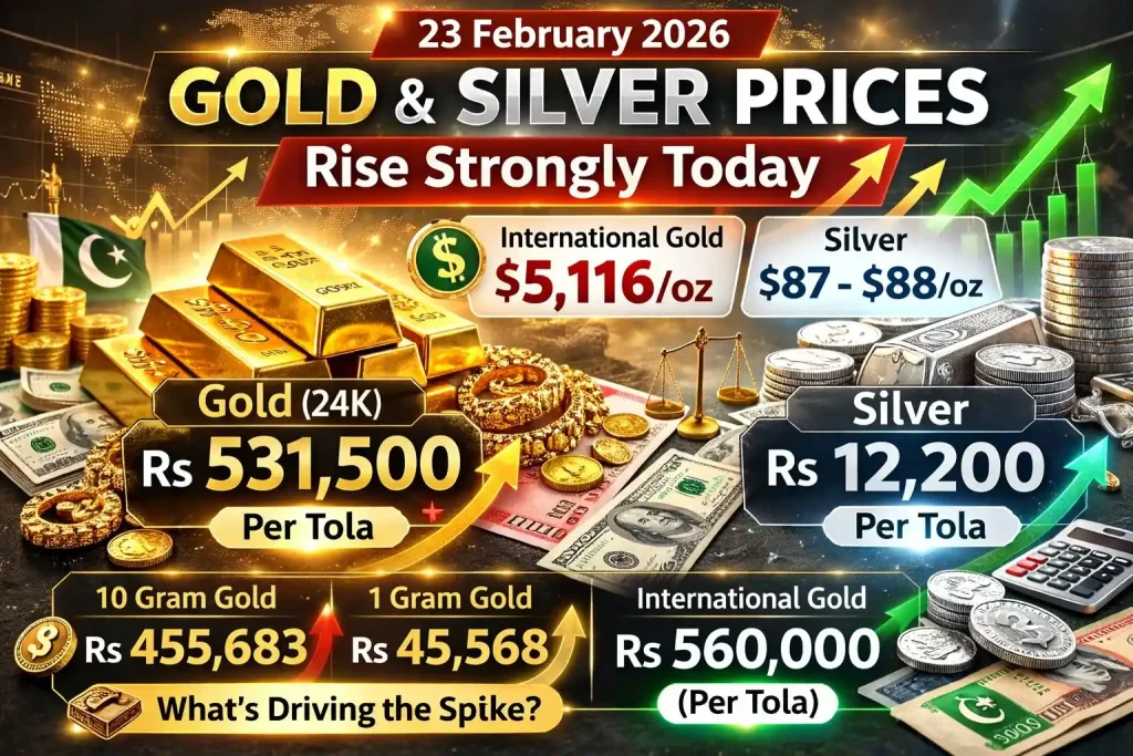 Gold and Silver Prices Today – Pakistan & International Market Update (23 Feb 2026)