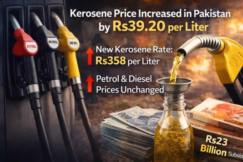 Pakistan Raises Kerosene Price by Rs39.20 – New Rate Rs358 per Liter