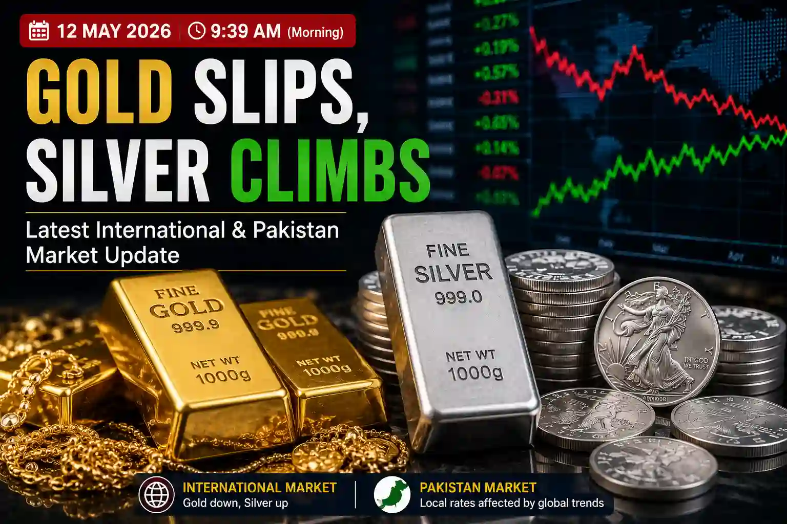 Gold Slips as Silver Climbs in Global Market — May 12, 2026