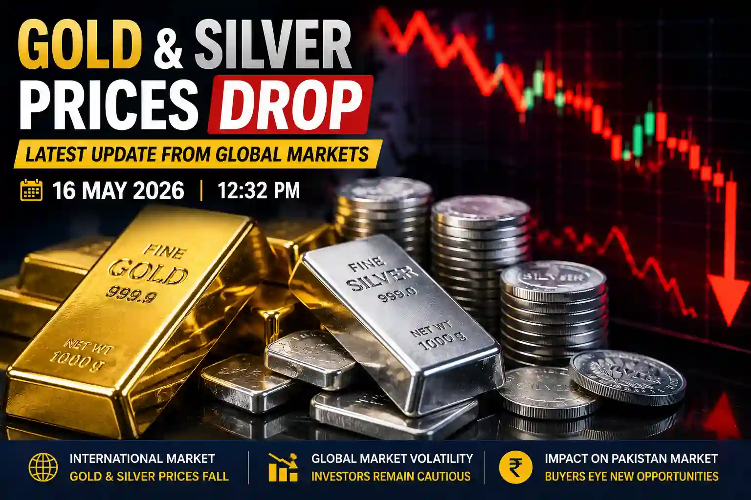 Gold & Silver Prices Drop Sharply in International Market – 16 May 2026