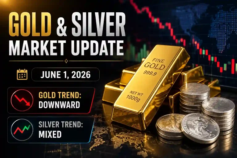 Gold Ends Lower, Silver Shows Mixed Trend on June 1, 2026