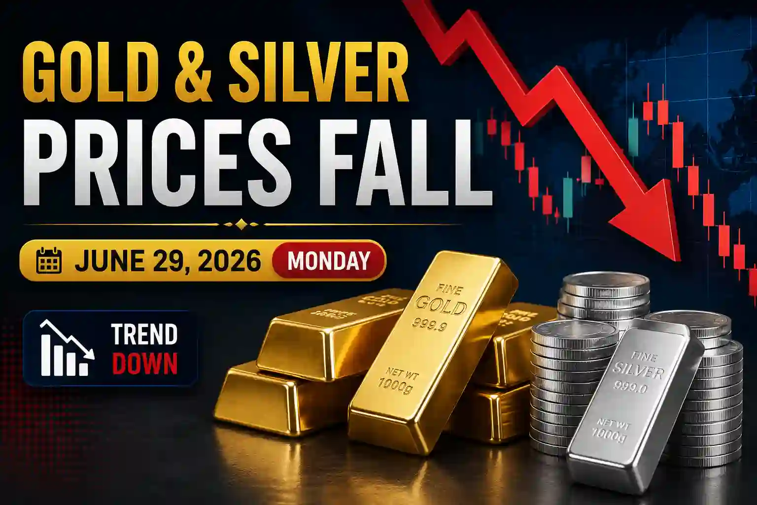 Gold Price Today: International Gold and Silver Rates Fall on June 29, 2026