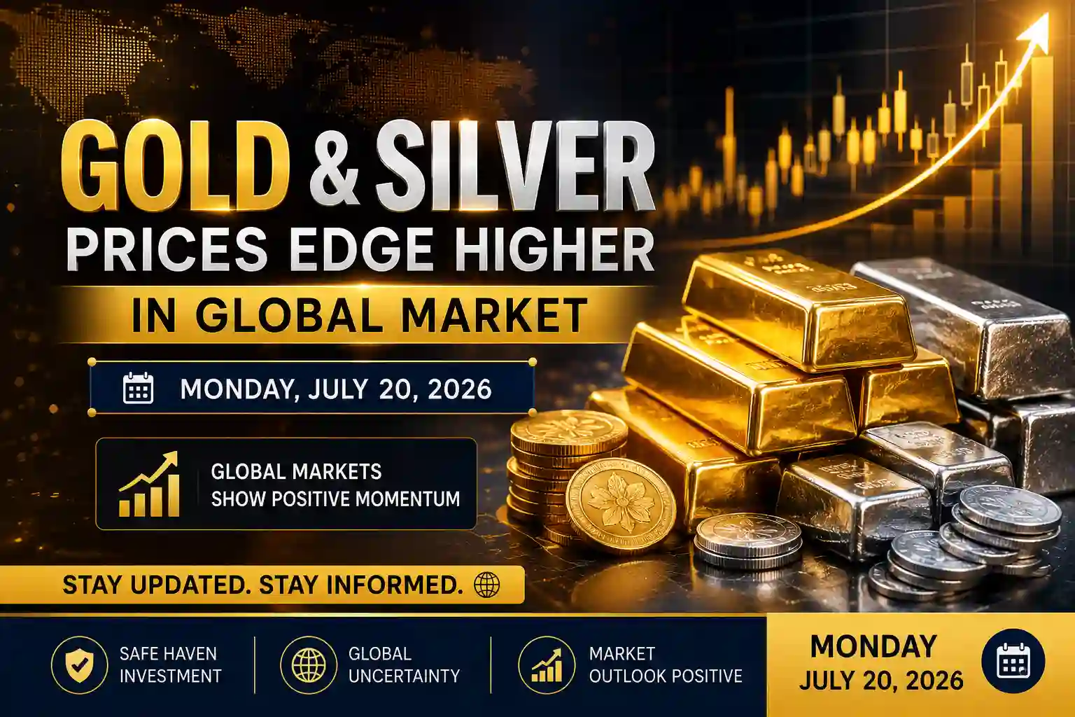Gold & Silver Prices Show Positive Trend at Midday Trading Today