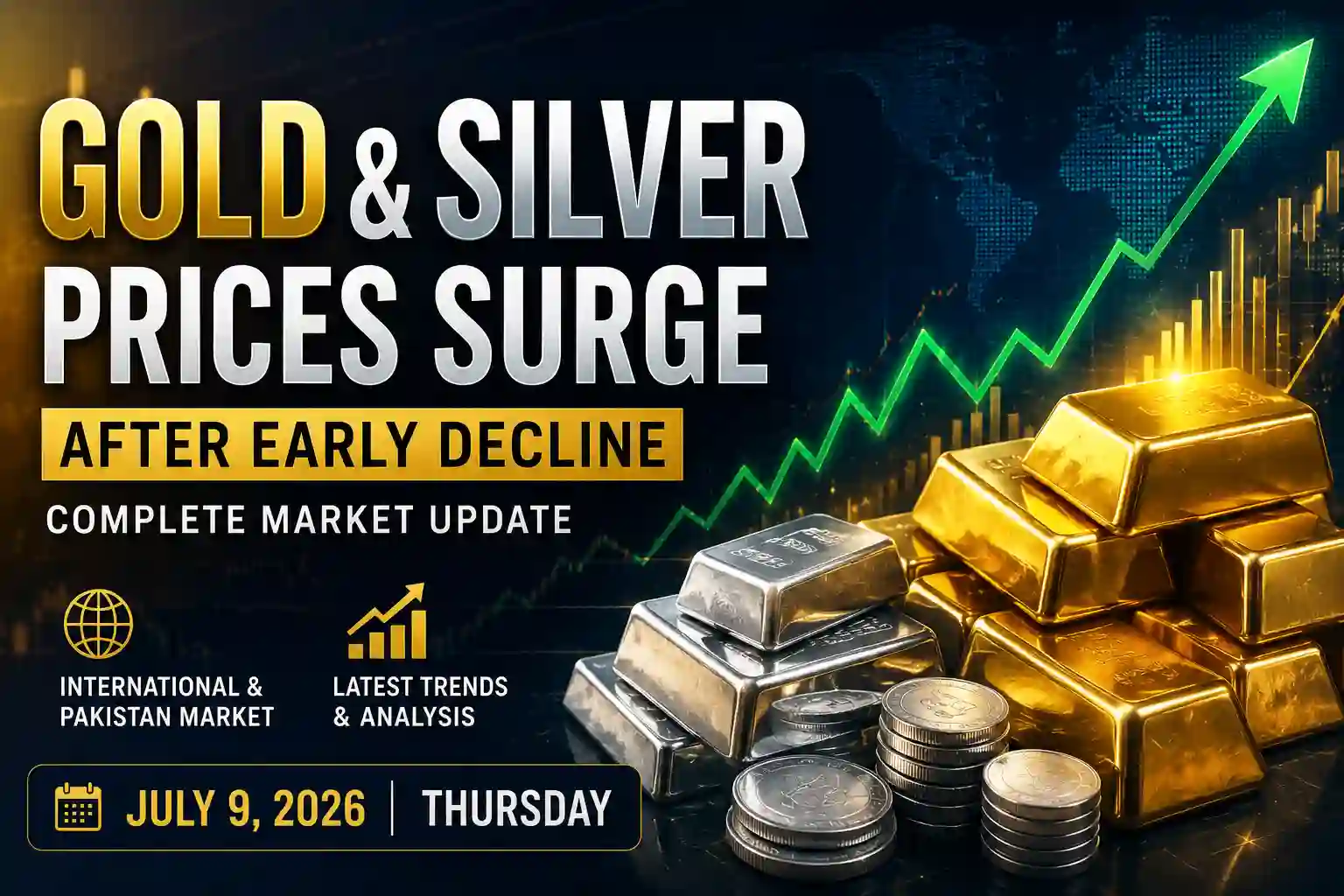 Gold and Silver Prices Surge After Early Decline – Full Market Update for July 9, 2026